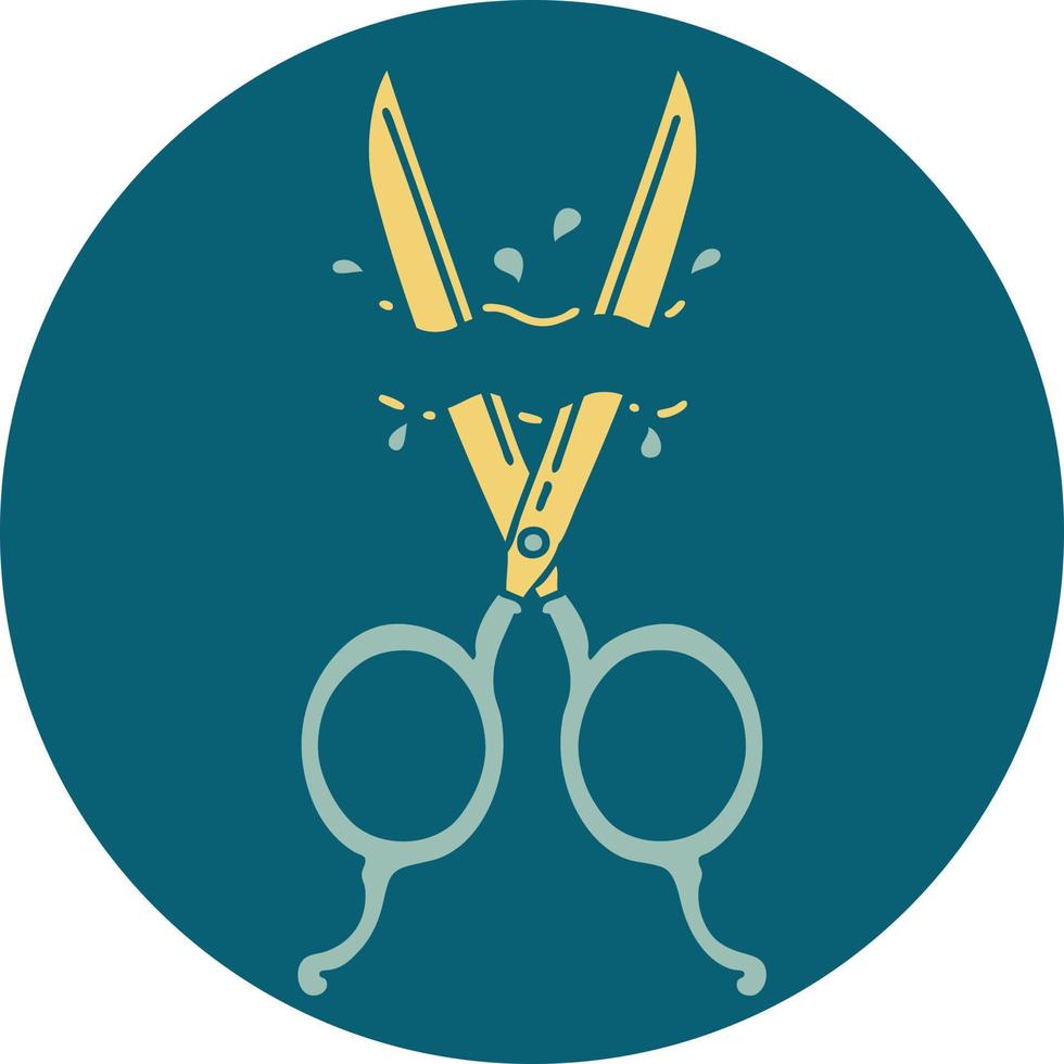 iconic tattoo style image of barber scissors vector