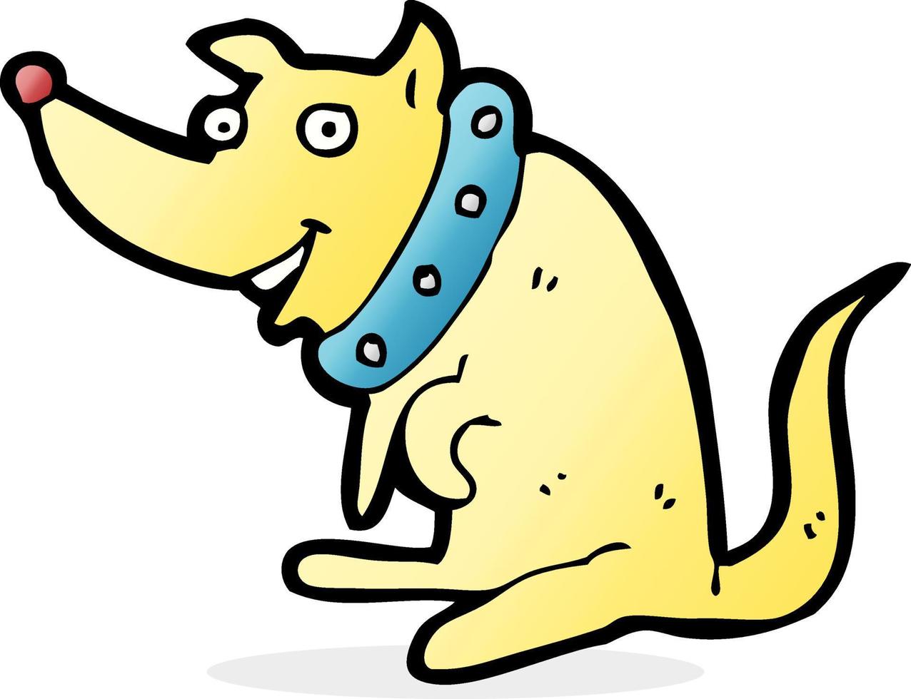 cartoon happy dog in big collar vector