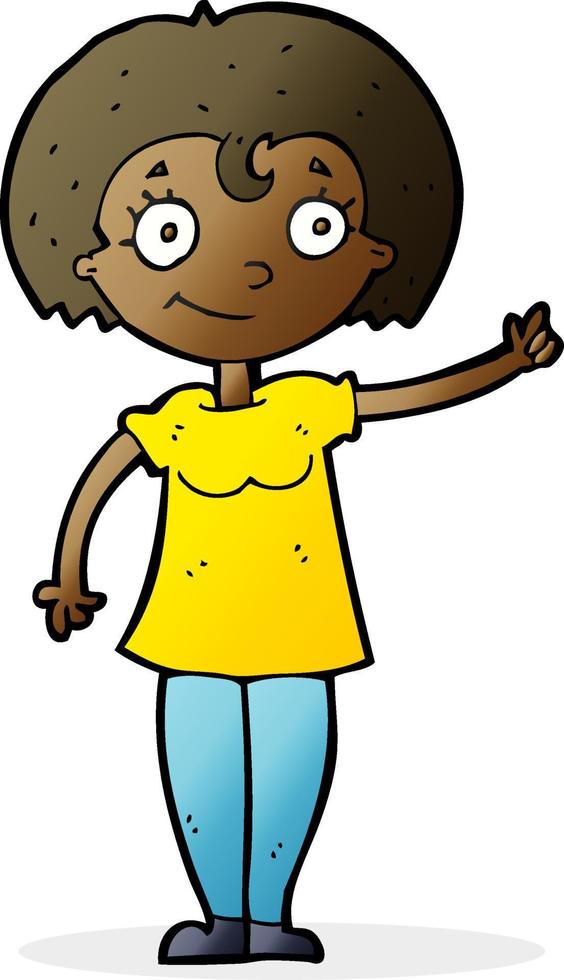 cartoon happy woman pointing vector