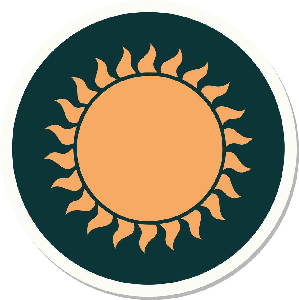 sticker of tattoo in traditional style of a sun vector