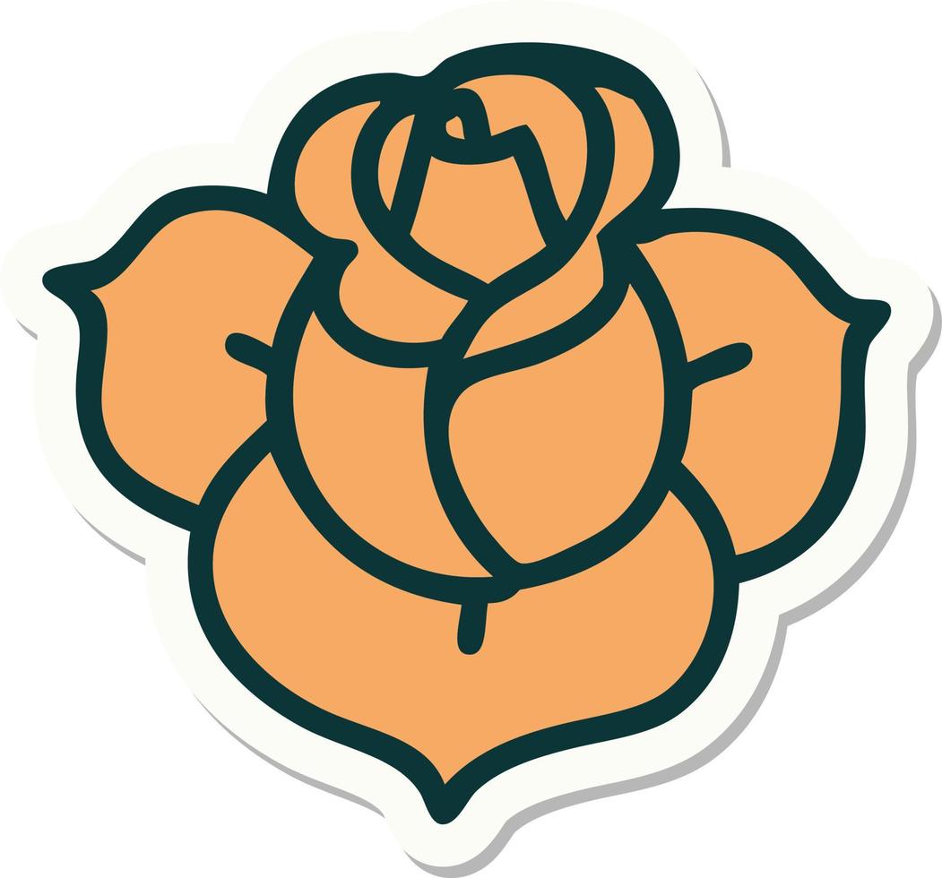 sticker of tattoo in traditional style of a flower vector
