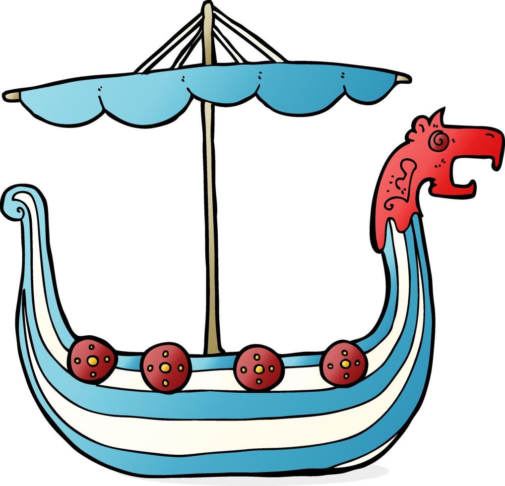 cartoon viking ship vector