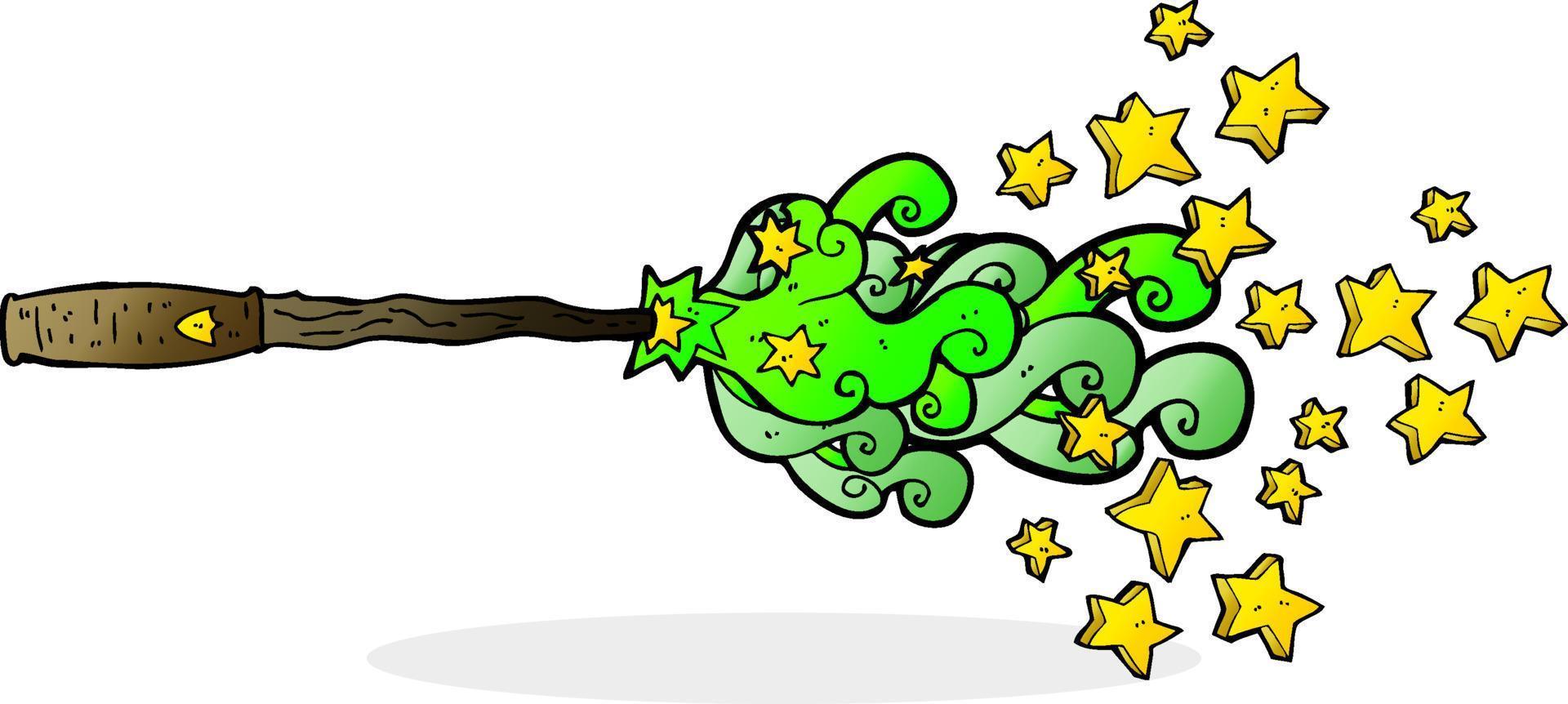 cartoon magic wand casting spell vector