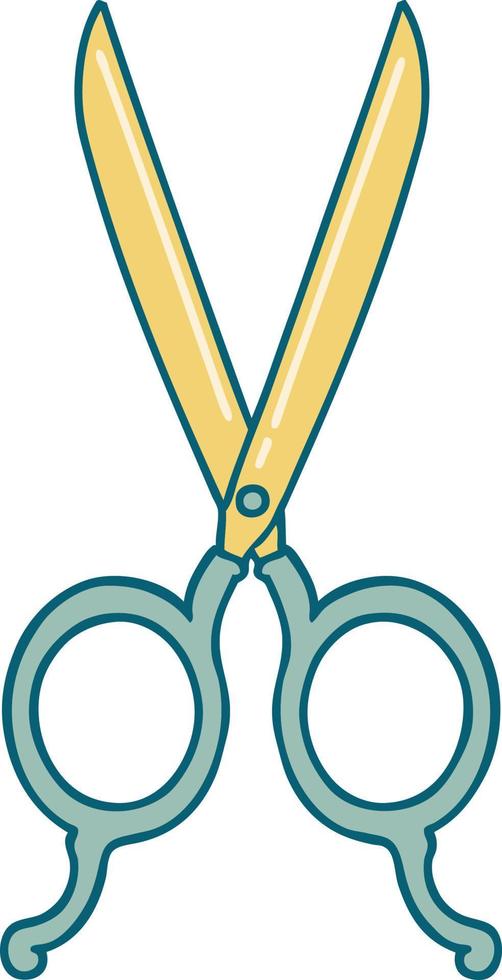 iconic tattoo style image of barber scissors vector