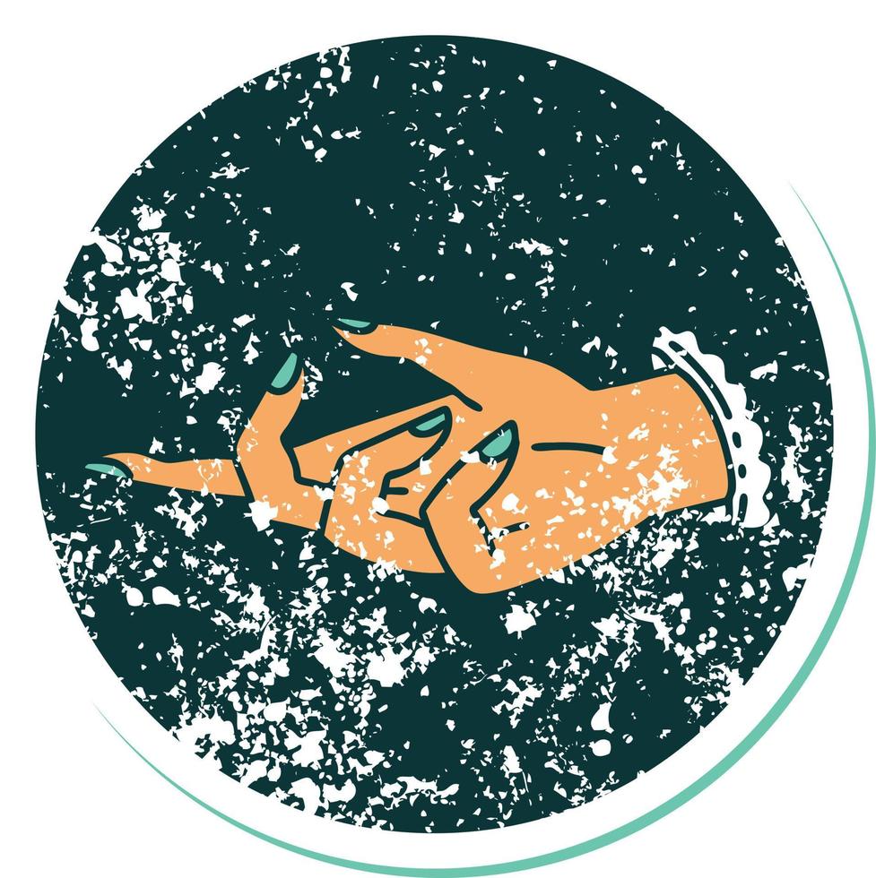 iconic distressed sticker tattoo style image of a hand vector