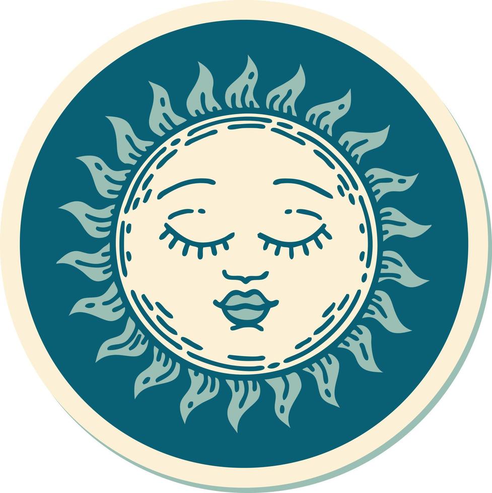 sticker of tattoo in traditional style of a sun vector