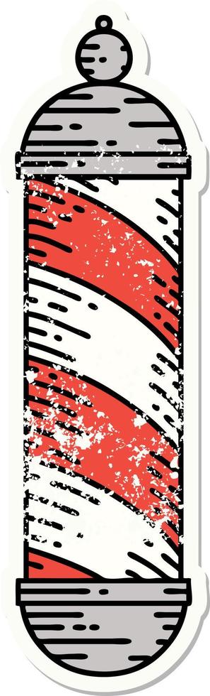 distressed sticker tattoo in traditional style of a barbers pole vector