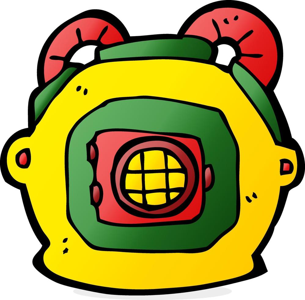 casco de buzo de aguas profundas antiguo de dibujos animados vector