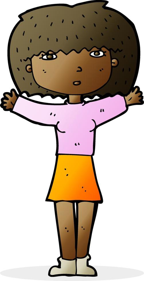 cartoon woman raising arms in air vector