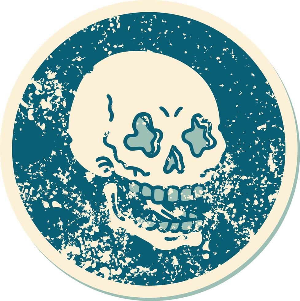 iconic distressed sticker tattoo style image of a skull vector
