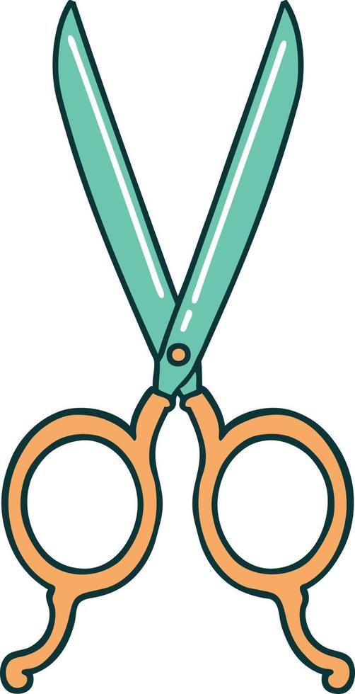 iconic tattoo style image of barber scissors vector