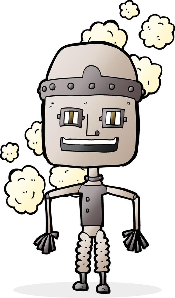 funny cartoon old robot vector