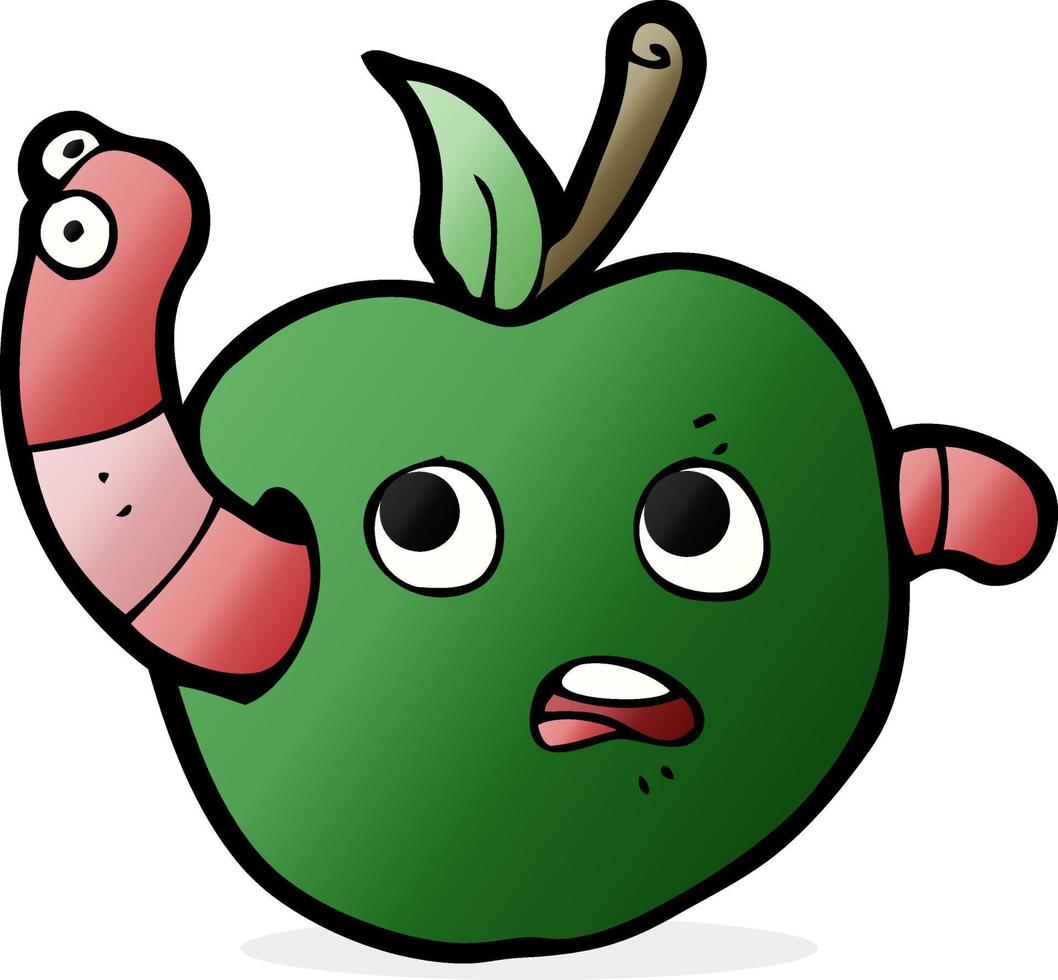 gusano de dibujos animados en manzana vector