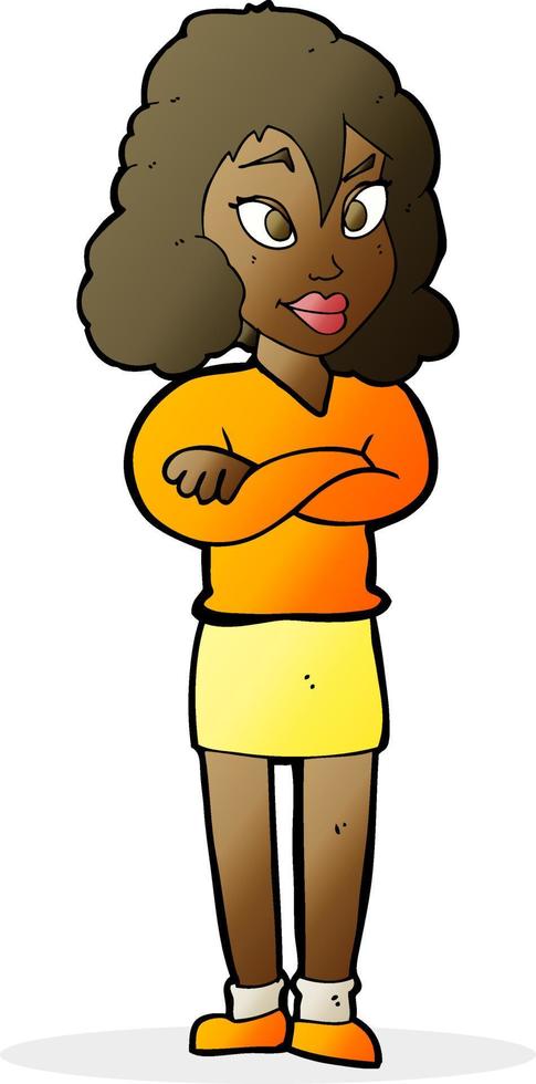 cartoon woman with crossed arms vector