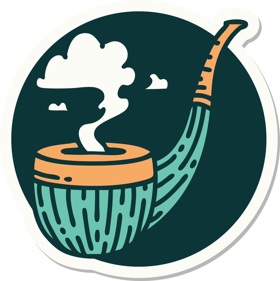 sticker of tattoo in traditional style of a smokers pipe vector