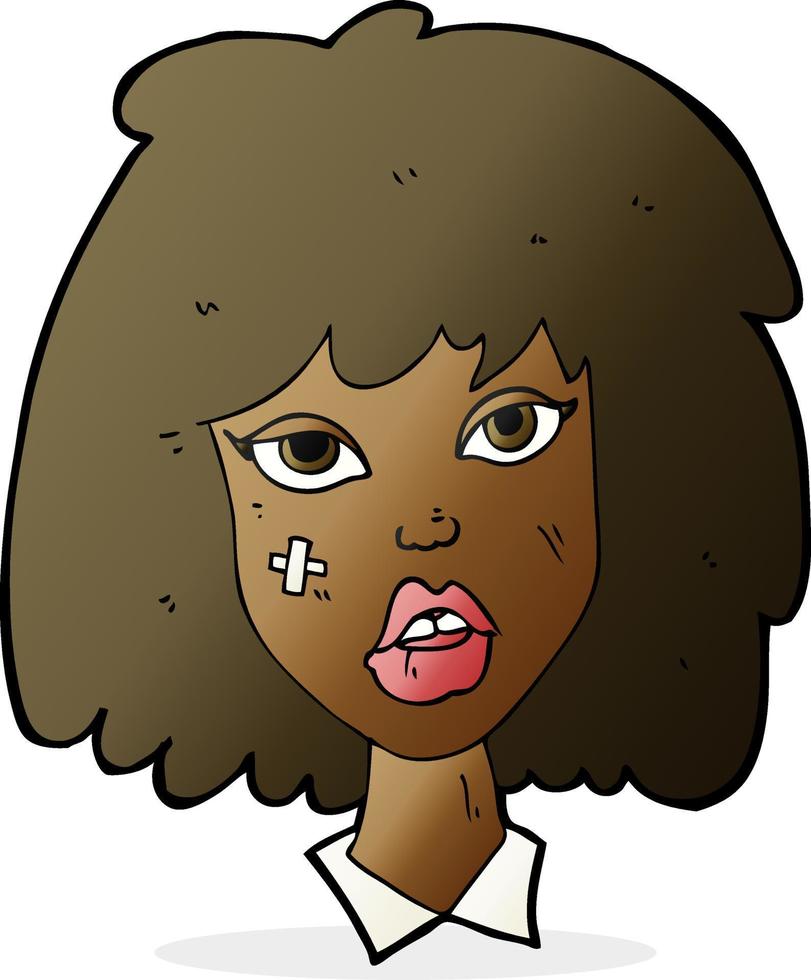 cartoon woman with bruised face vector