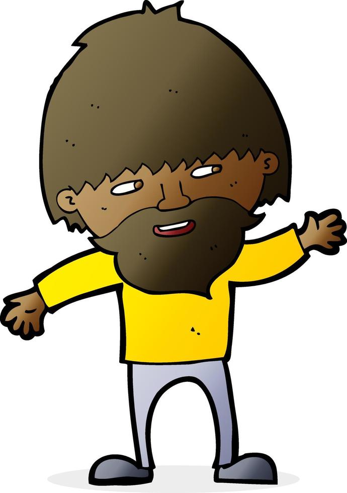 cartoon happy bearded man waving vector