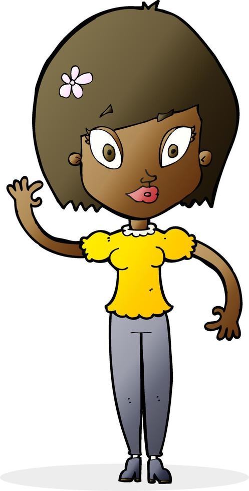 mujer bonita de dibujos animados saludando 12277142 Vector en Vecteezy mujer bonita de dibujos animados saludando 12277142 Vector en Vecteezy