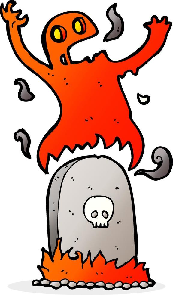 cartoon ghost rising from grave vector