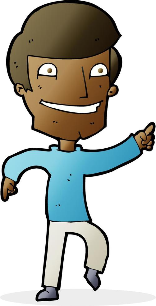 cartoon happy man pointing vector