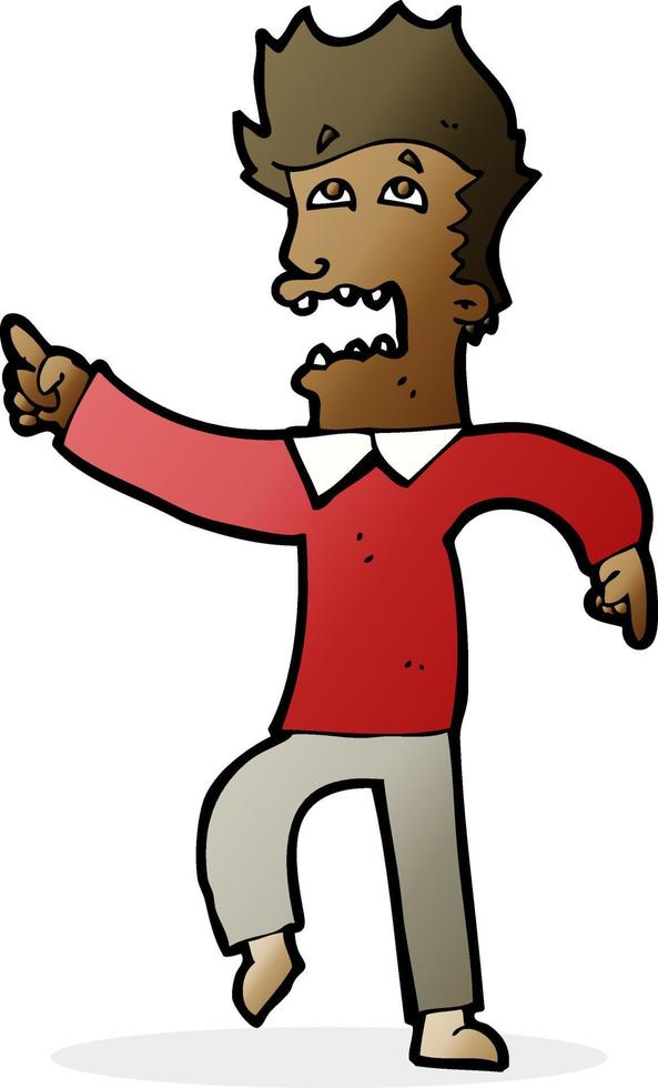 cartoon frightened man pointing vector