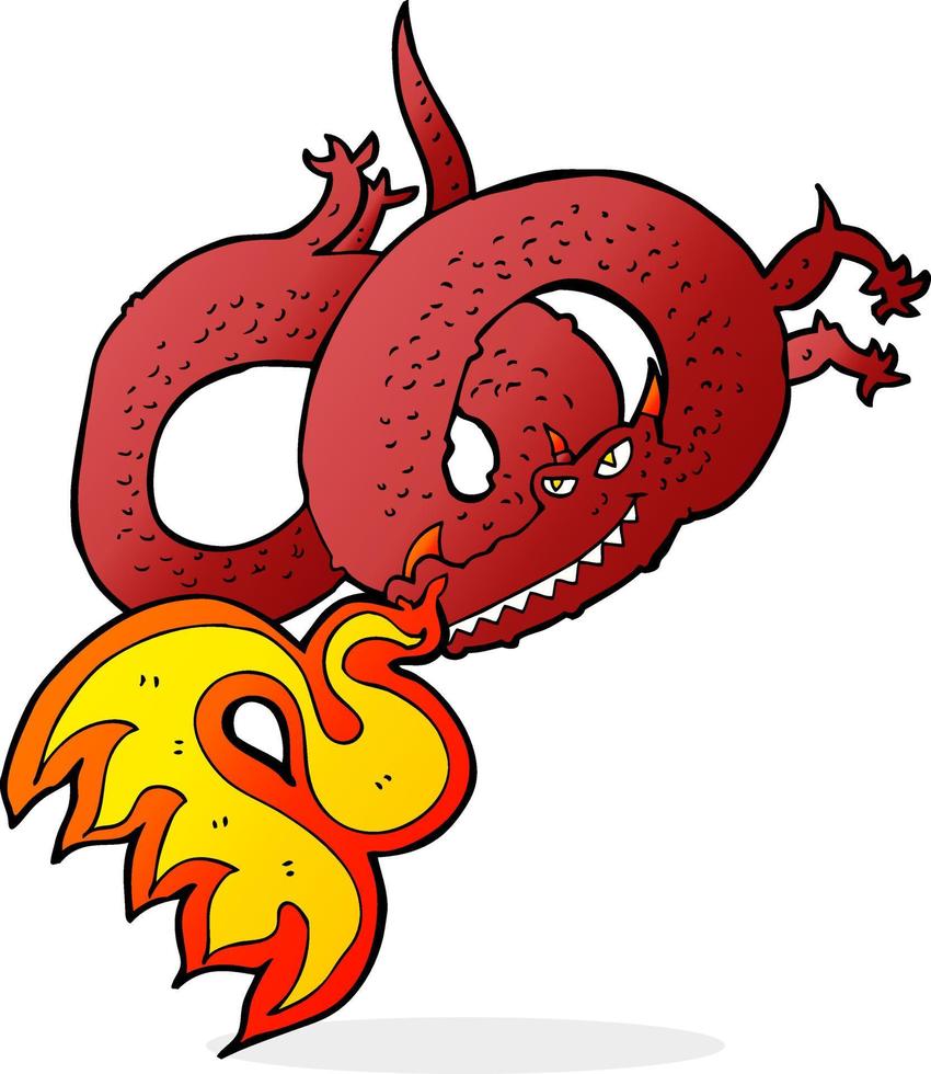 cartoon dragon breathing fire vector