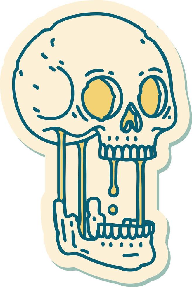 sticker of tattoo in traditional style of a skull vector