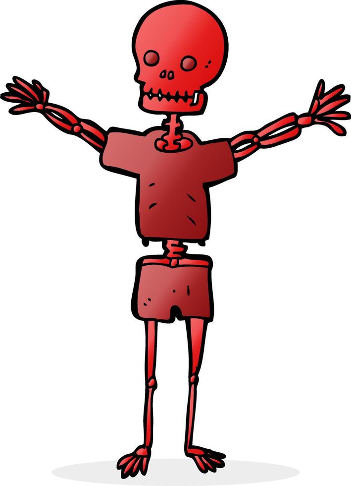 cartoon skeleton in clothes vector