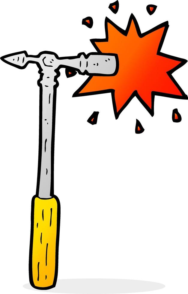 cartoon pin hammer vector