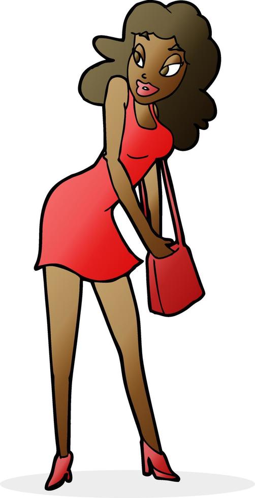 cartoon woman looking in handbag vector
