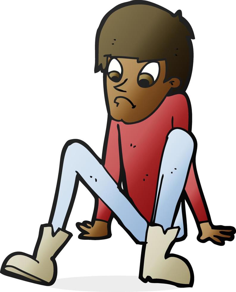 cartoon boy sitting on floor vector