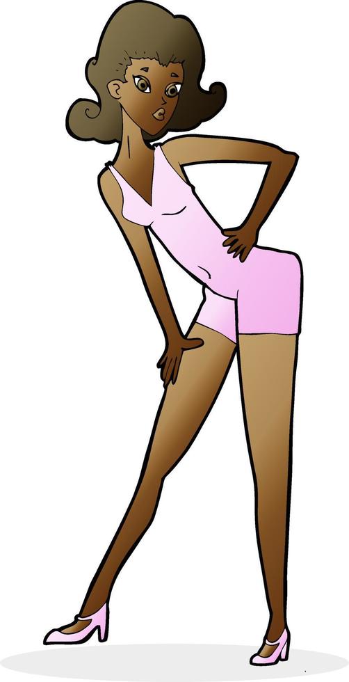 cartoon model woman posing vector