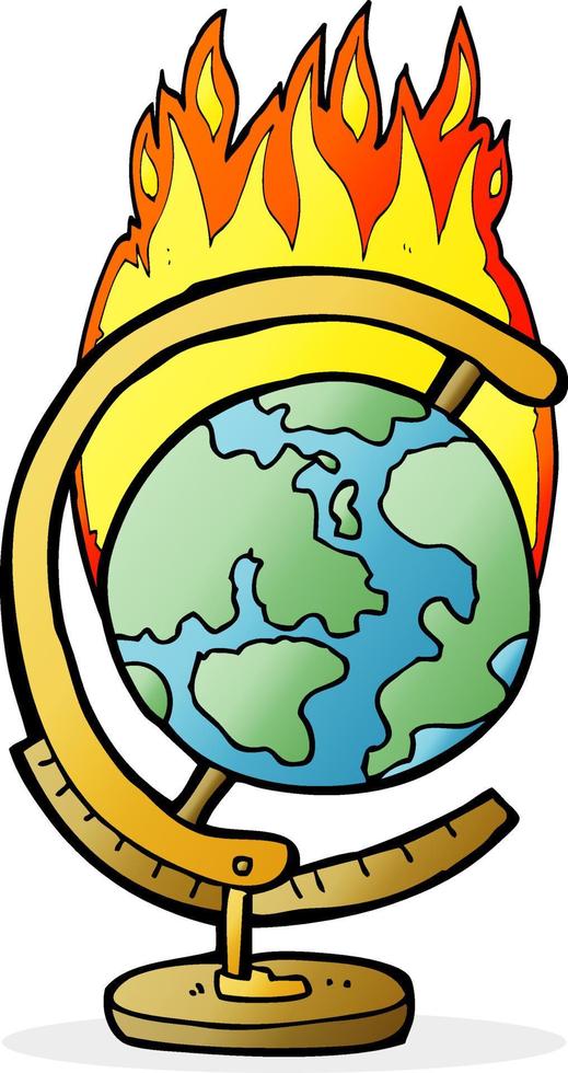 cartoon burning globe vector