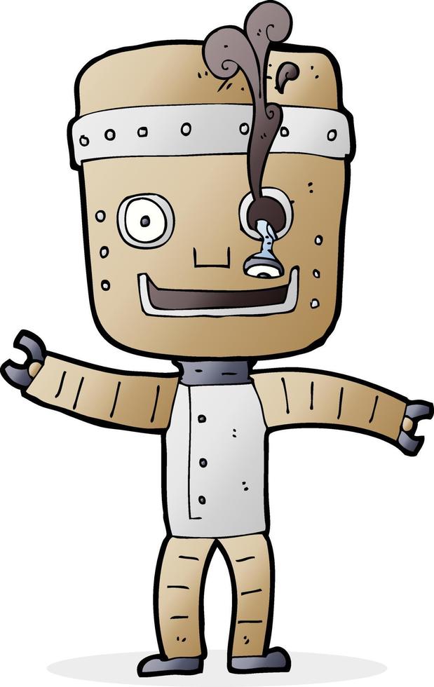 cartoon funny old robot vector