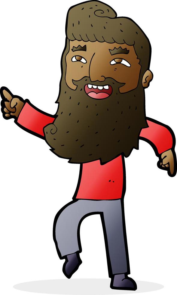 cartoon man with beard laughing and pointing vector