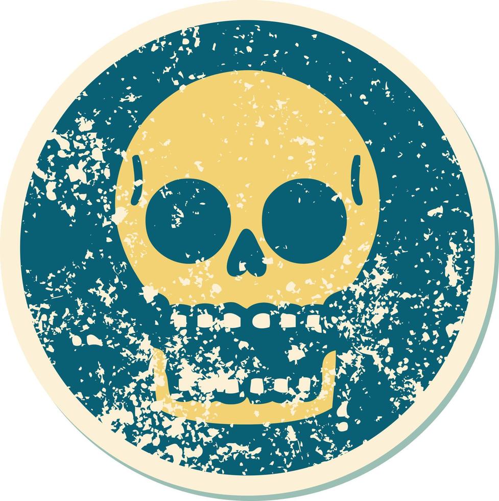 iconic distressed sticker tattoo style image of a skull vector