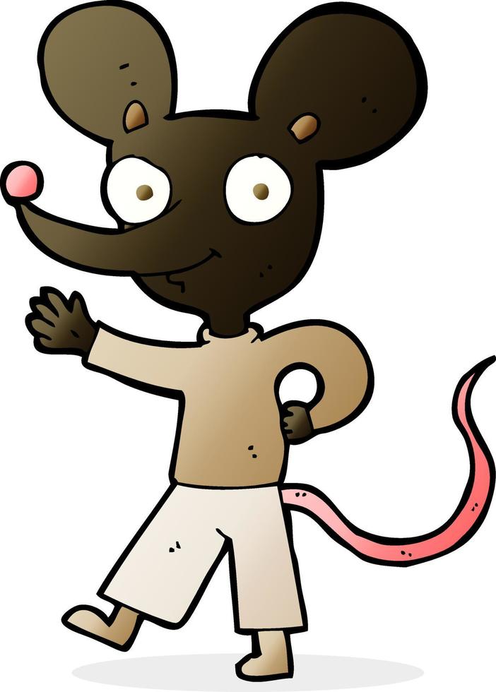 cartoon waving mouse vector