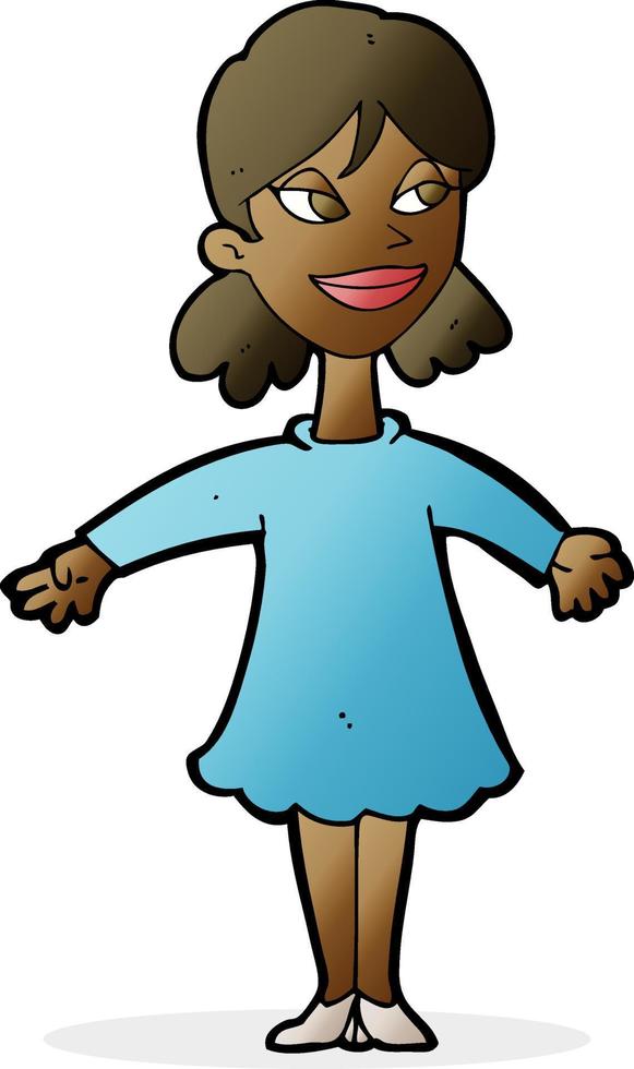 cartoon woman with open arms vector