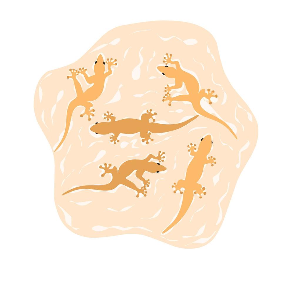 Lizard vector illustration. A bunch of Lizards sticking to the glue. Traps to eradicate house lizard pests. Great for pest control logos.