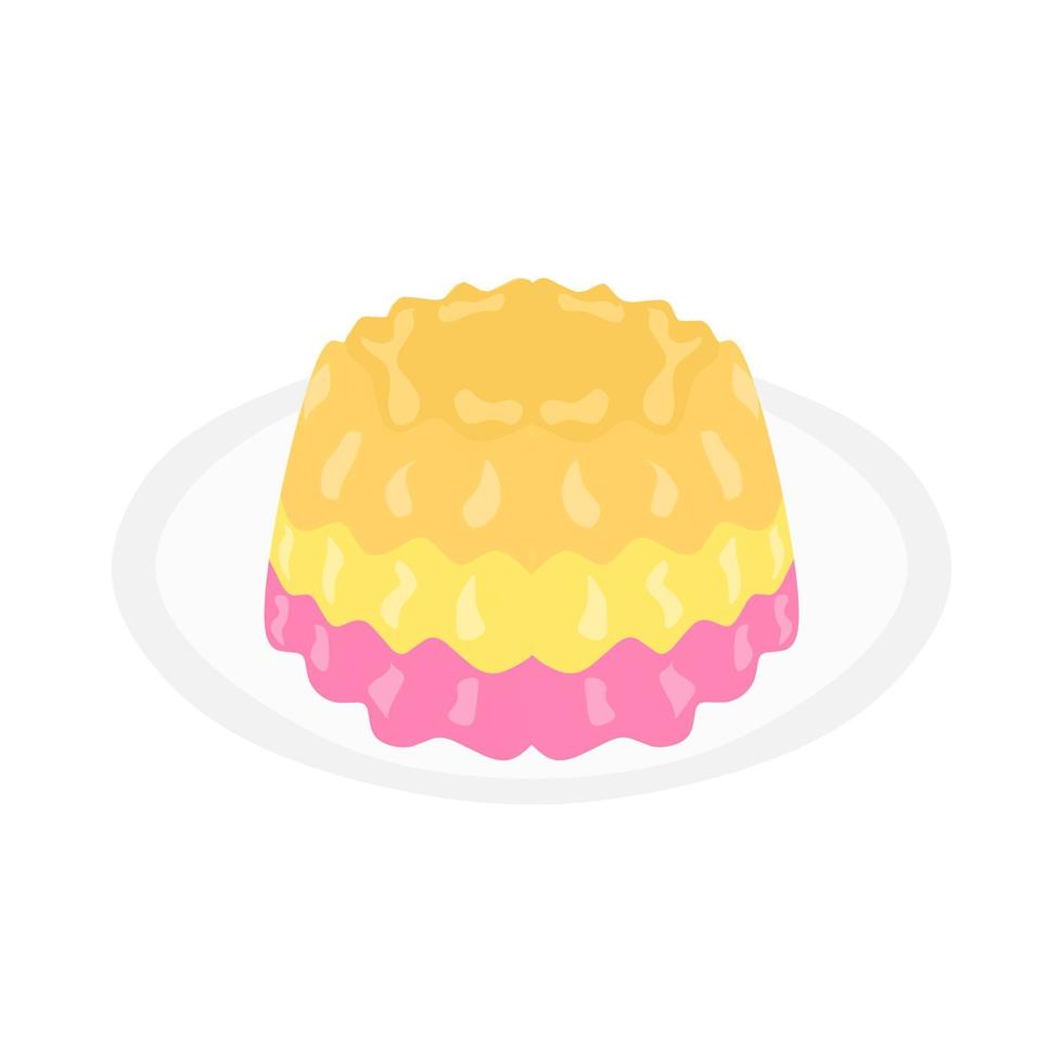 Vector illustration of colorful shiny jelly on a plate. Isolated on a white background.