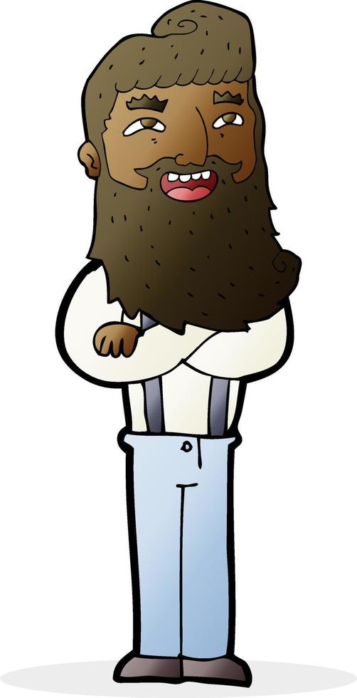 hombre feliz de dibujos animados con barba vector