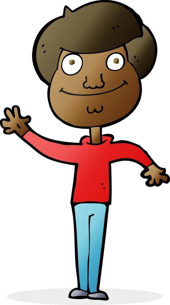 cartoon happy man waving vector