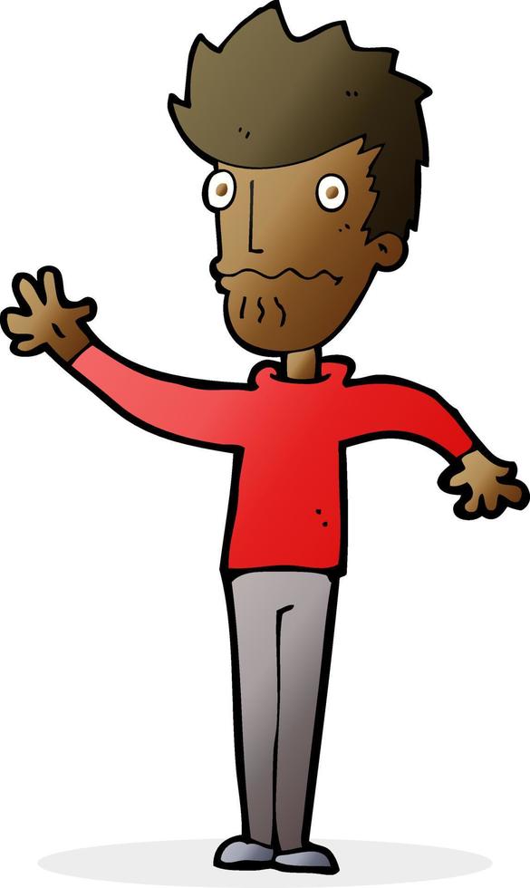 cartoon worried man reaching out vector