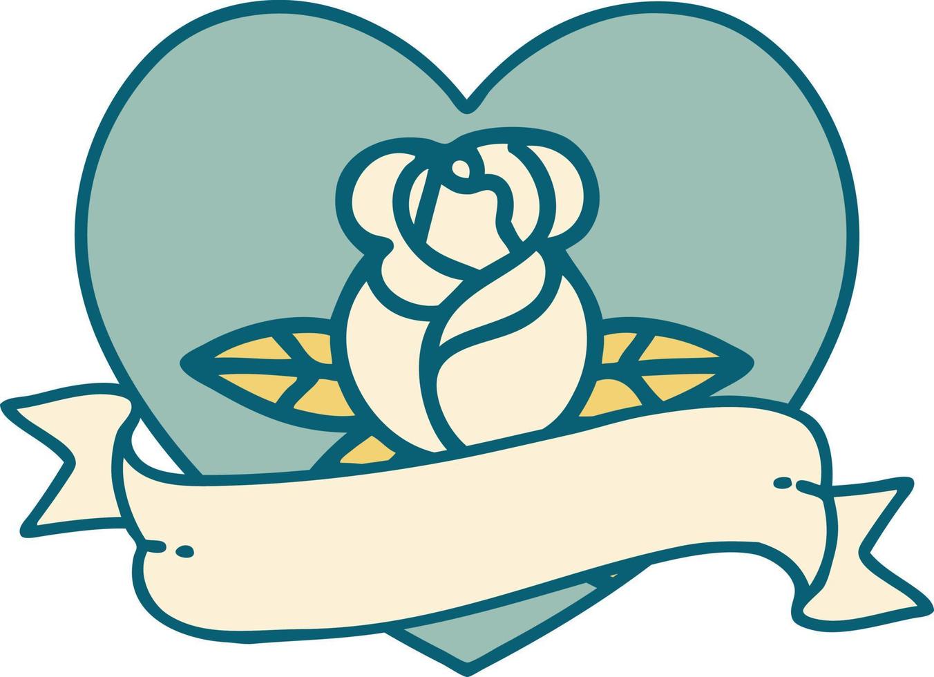 iconic tattoo style image of a heart rose and banner vector