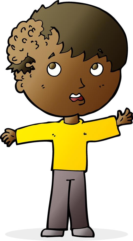 cartoon boy with growth on head vector
