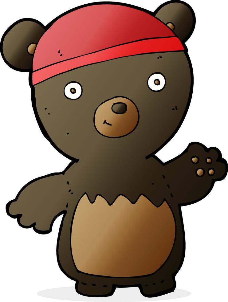 cartoon black bear wearing hat vector