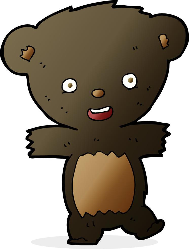 cachorro de oso negro de peluche de dibujos animados vector