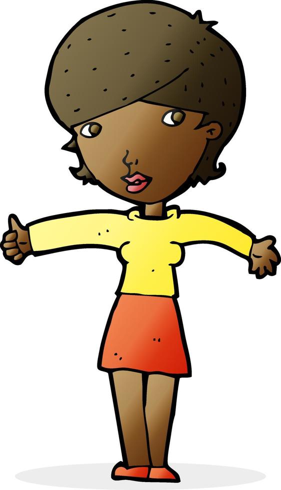 cartoon woman giving thumbs up symbol vector