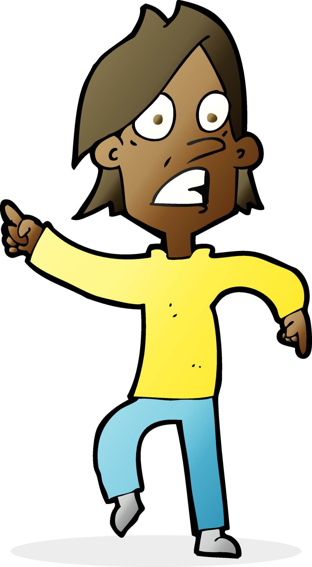 cartoon worried man pointing 12277653 Vector Art at Vecteezy