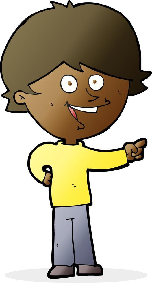 cartoon boy laughing and pointing vector